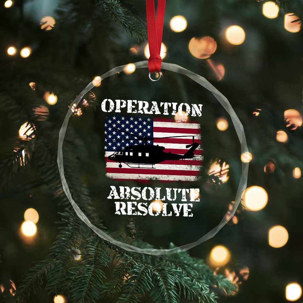 Operation Absolute Resolve Crystal Glass Ornament US Military Extraction Mission American Flag - Wonder Print Shop