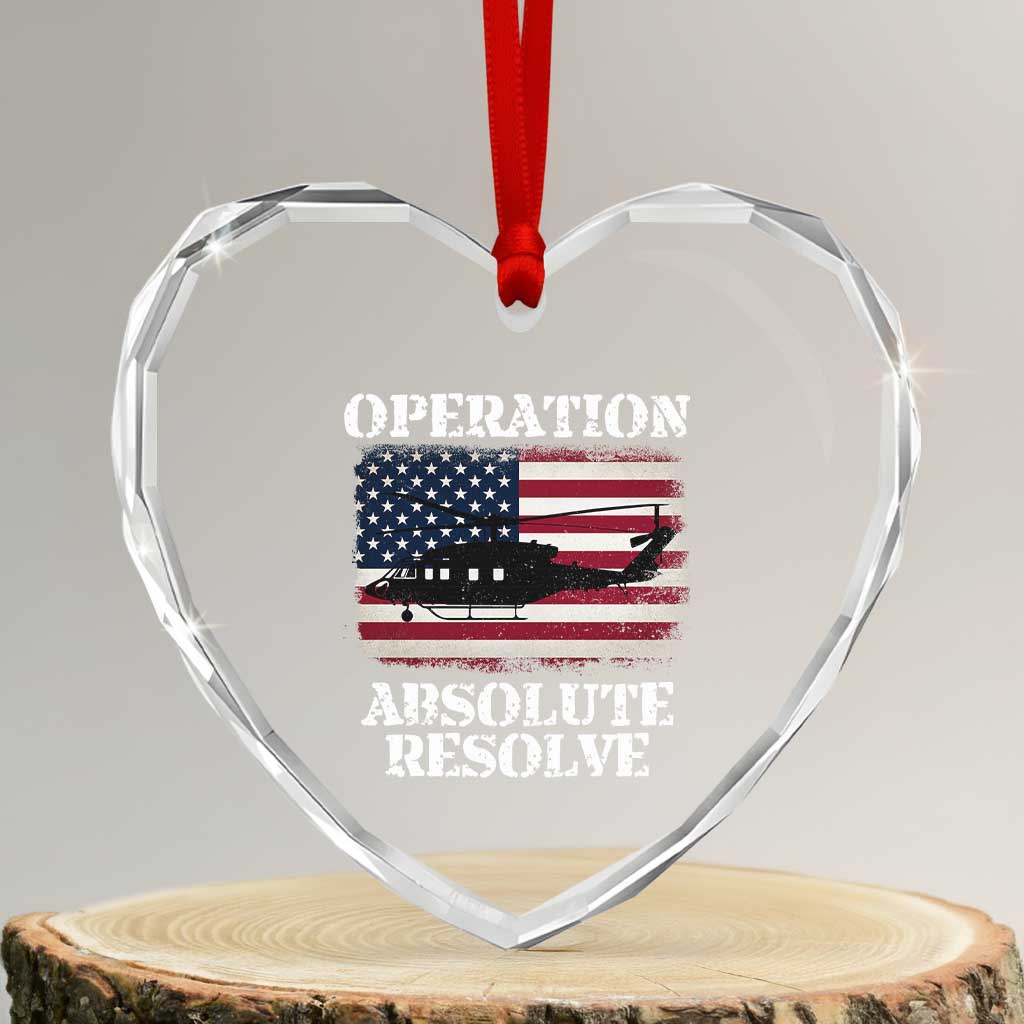 Operation Absolute Resolve Heart Crystal Glass Ornament US Military Extraction Mission American Flag - Wonder Print Shop