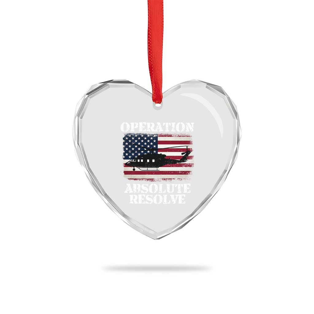Operation Absolute Resolve Heart Crystal Glass Ornament US Military Extraction Mission American Flag - Wonder Print Shop
