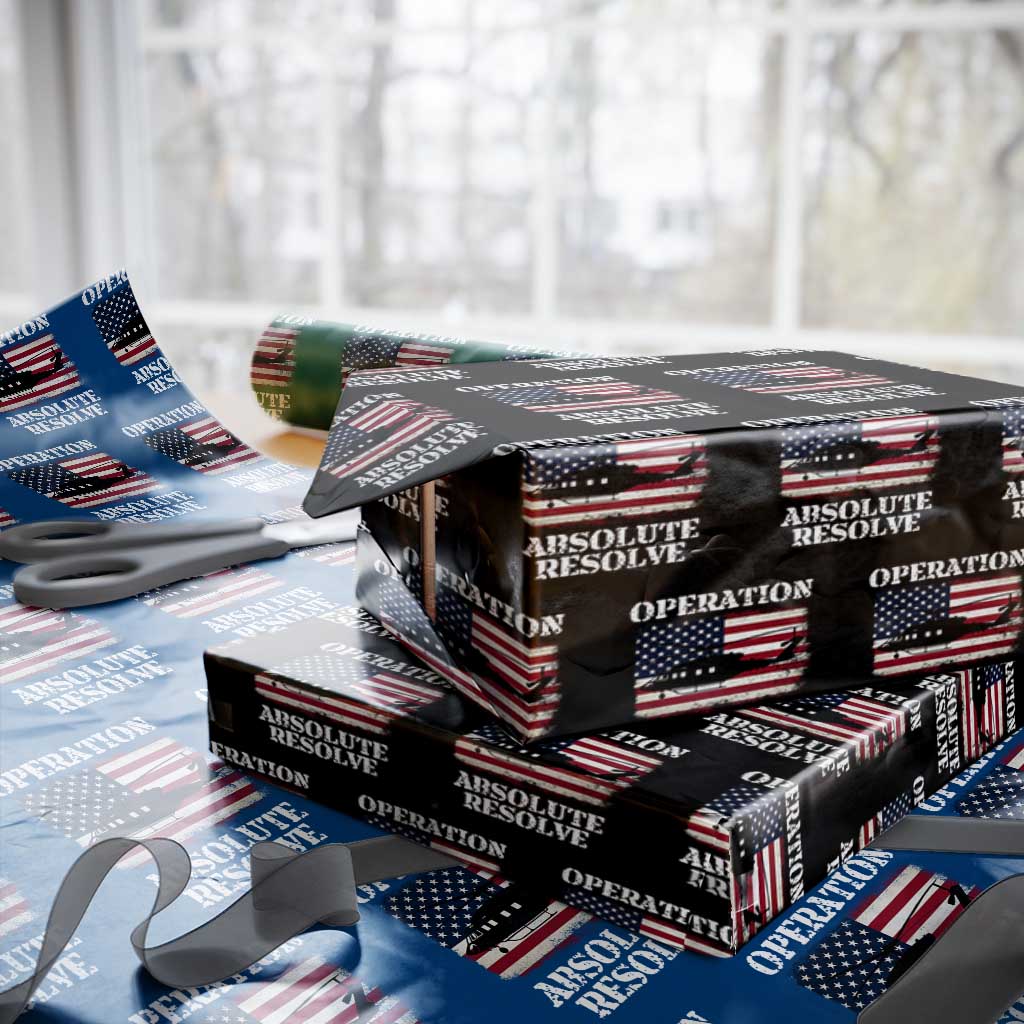 Operation Absolute Resolve Wrapping Paper Roll US Military Extraction Mission American Flag - Wonder Print Shop