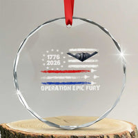 Operation Epic Fury 1776 2026 American Flag Aviation Crystal Glass Ornament Freedom Anniversary Statement