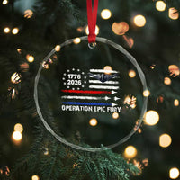 Operation Epic Fury 1776 2026 American Flag Aviation Crystal Glass Ornament Freedom Anniversary Statement