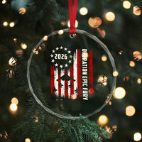 Operation Epic Fury 2026 American Flag Bomber Crystal Glass Ornament B2 Spirit Patriotic Air Dominance