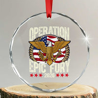 Operation Epic Fury 2026 Patriotic Eagle Crest Crystal Glass Ornament American Strength and Freedom