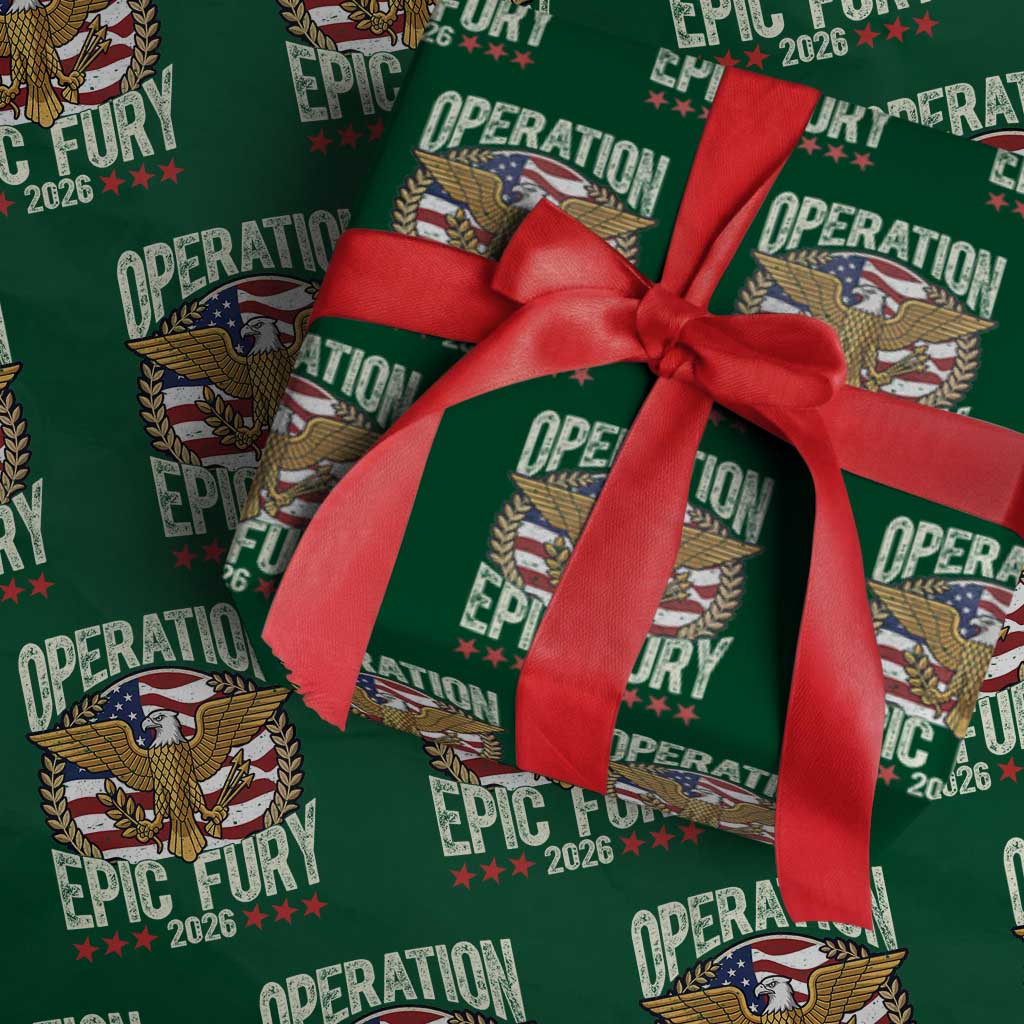 Operation Epic Fury 2026 Patriotic Eagle Crest Wrapping Paper Roll American Strength and Freedom