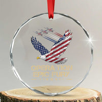 Operation Epic Fury American Eagle Flag Crystal Glass Ornament Jet Flyover USA Freedom