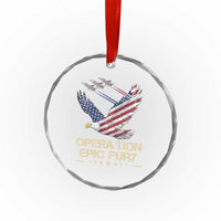 Operation Epic Fury American Eagle Flag Crystal Glass Ornament Jet Flyover USA Freedom