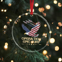 Operation Epic Fury American Eagle Flag Crystal Glass Ornament Jet Flyover USA Freedom