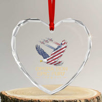 Operation Epic Fury American Eagle Flag Heart Crystal Glass Ornament Jet Flyover USA Freedom