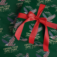 Operation Epic Fury American Eagle Flag Wrapping Paper Roll Jet Flyover USA Freedom