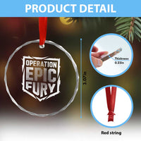 Operation Epic Fury Bold Tactical Shield Graphic Crystal Glass Ornament Strong Patriotic Statement Freedom Supporters
