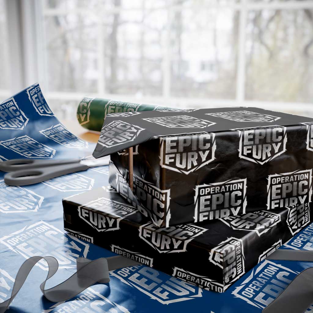 Operation Epic Fury Bold Tactical Shield Graphic Wrapping Paper Roll Strong Patriotic Statement Freedom Supporters