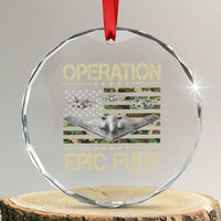 Operation Epic Fury Camo American Flag Crystal Glass Ornament B12 Spirit Stealth Bomber Formation Patriotic Air Power