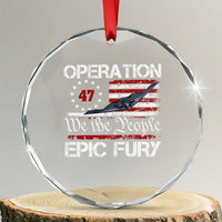 Operation Epic Fury Crystal Glass Ornament Military Bomber Stealth Jet Vintage American Flag