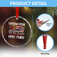 Operation Epic Fury Crystal Glass Ornament Military Bomber Stealth Jet Vintage American Flag