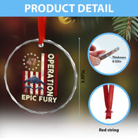 Operation Epic Fury Crystal Glass Ornament Military Tactical Warfare Stealth Jet American Flag
