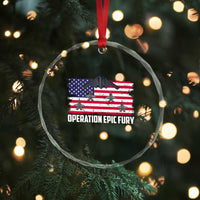 Operation Epic Fury Fighter Jet Formation American Flag Crystal Glass Ornament B12 Spirit USA Strength and Freedom