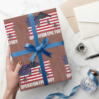 Operation Epic Fury Fighter Jet Formation American Flag Wrapping Paper Roll B12 Spirit USA Strength and Freedom