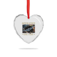 Operation Epic Fury Heart Crystal Glass Ornament Military Bomber Jet American Flag
