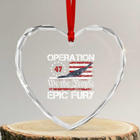 Operation Epic Fury Heart Crystal Glass Ornament Military Bomber Stealth Jet Vintage American Flag