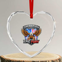 Operation Epic Fury Patriotic Bald Eagle Heart Crystal Glass Ornament American Flag Shield Graphic Freedom Pride