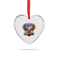 Operation Epic Fury Patriotic Bald Eagle Heart Crystal Glass Ornament American Flag Shield Graphic Freedom Pride