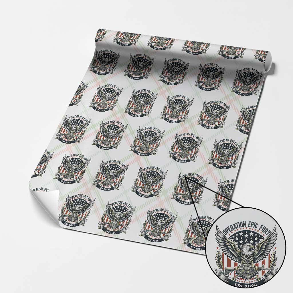 Operation Epic Fury Patriotic Eagle Crest Est 2026 Wrapping Paper Roll American Strength Freedom