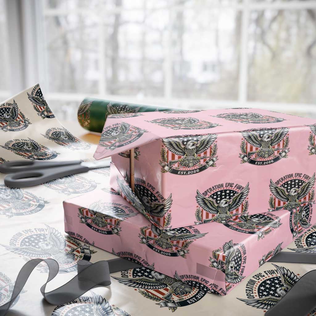 Operation Epic Fury Patriotic Eagle Crest Est 2026 Wrapping Paper Roll American Strength Freedom