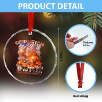 Operation Epic Fury Peace Through Strength Crystal Glass Ornament Patriotic Explosion America Power