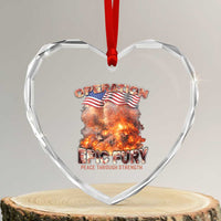 Operation Epic Fury Peace Through Strength Heart Crystal Glass Ornament Patriotic Explosion America Power