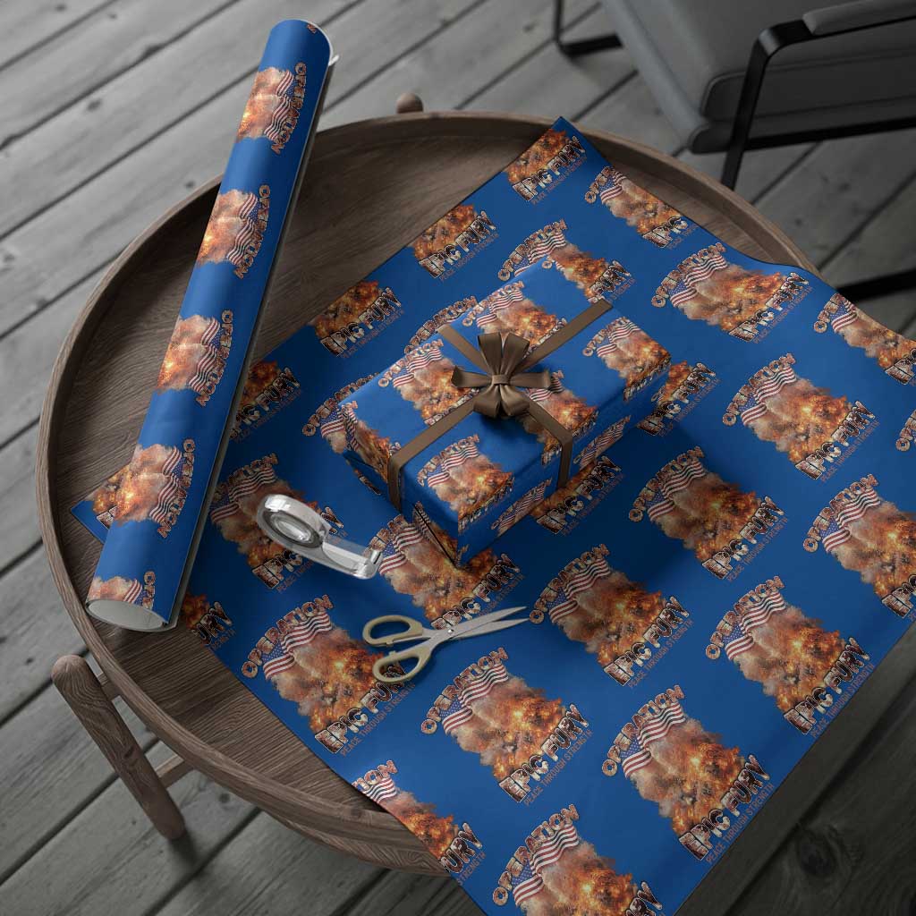 Operation Epic Fury Peace Through Strength Wrapping Paper Roll Patriotic Explosion America Power