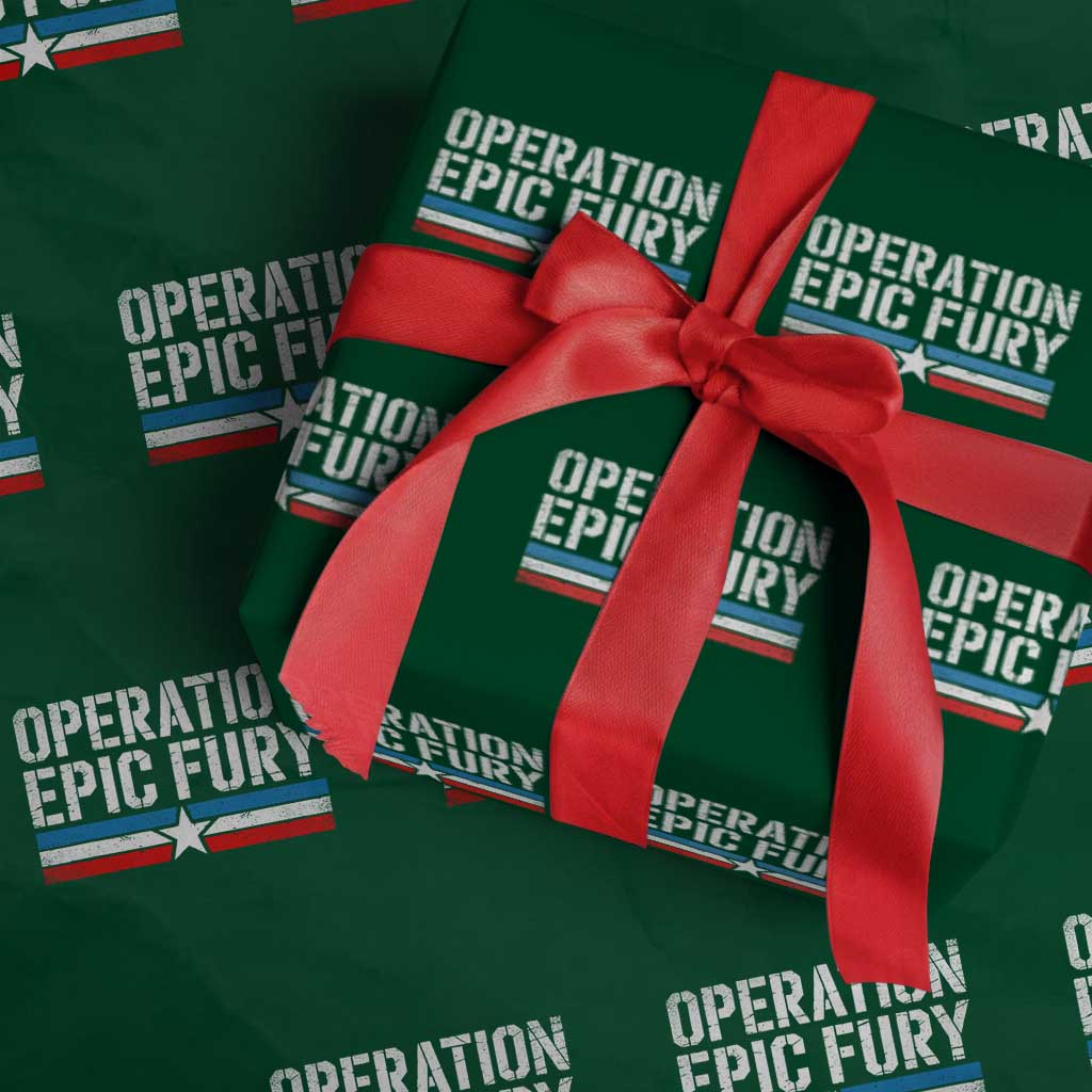 Operation Epic Fury Retro Patriotic Stripe Wrapping Paper Roll Vintage American Strength Freedom Supporters