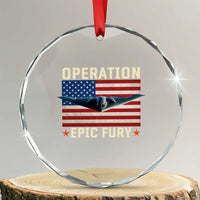 Operation Epic Fury Stealth Bomber American Flag Crystal Glass Ornament Powerful B2 Spirit USA Military Pride