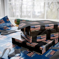 Operation Epic Fury Stealth Bomber American Flag Wrapping Paper Roll Powerful B2 Spirit USA Military Pride