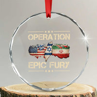 Operation Epic Fury USA Israel Crystal Glass Ornament Patriotic Military Peace Through Strength