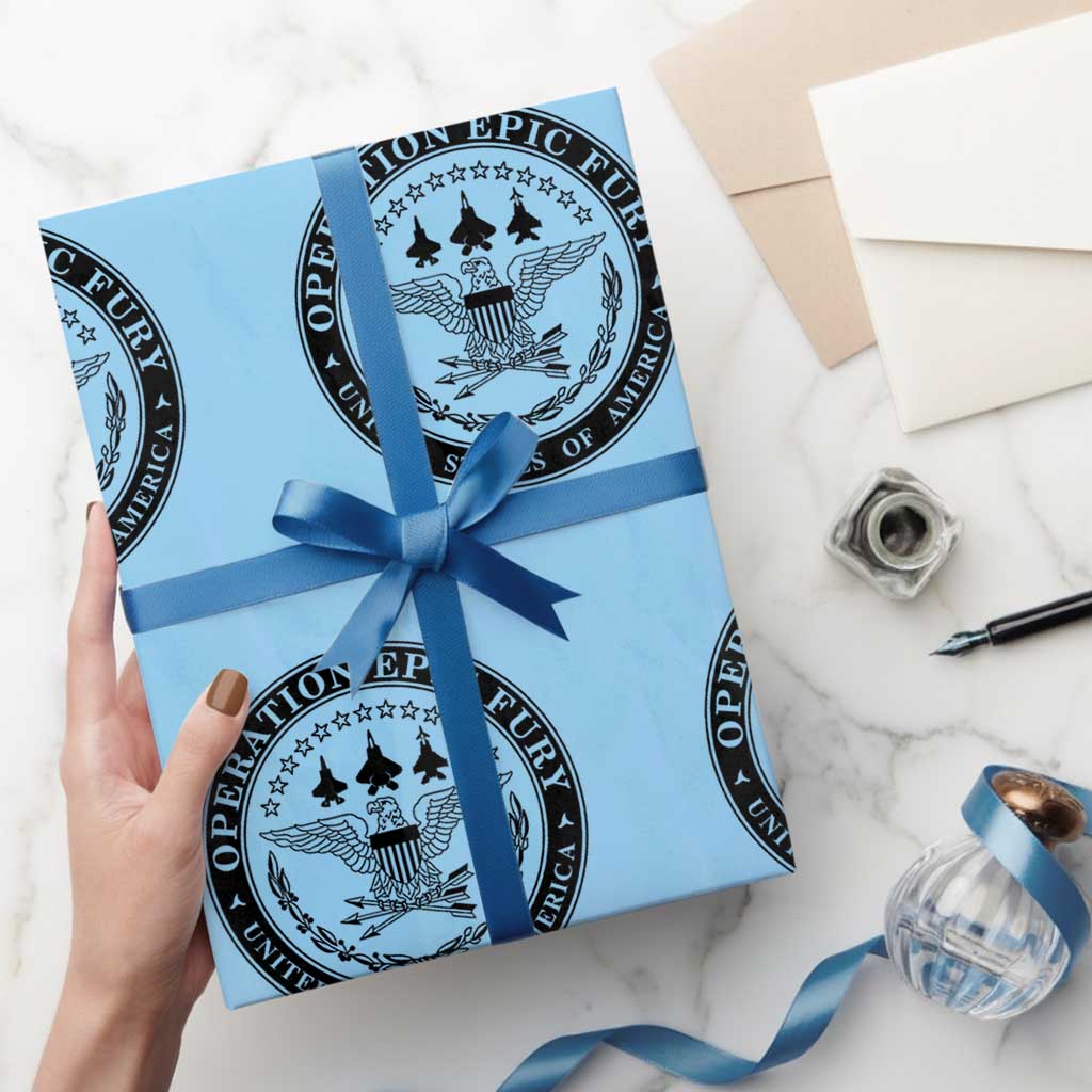 Operation Epic Fury USA Military Seal Wrapping Paper Roll Patriotic Air Power Aviation Tribute