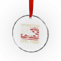 Operation Epic Fury Vintage American Flag Bomber Crystal Glass Ornament B2 Spirit Patriotic Strength
