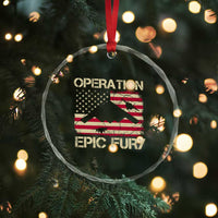 Operation Epic Fury Vintage American Flag Bomber Crystal Glass Ornament B2 Spirit Patriotic Strength