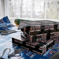 Operation Epic Fury Wrapping Paper Roll Military Bomber Stealth Jet Vintage American Flag