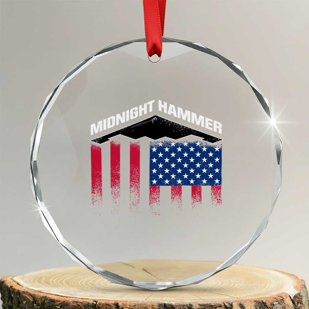 Operation Midnight Hammer Crystal Glass Ornament Tactical Warfare Jets Bombers Military American Flag