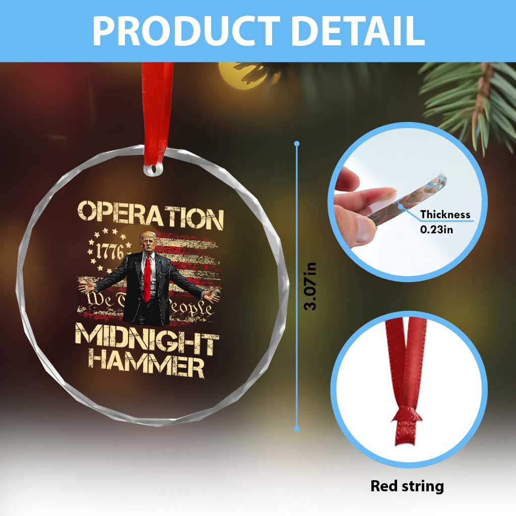 Operation Midnight Hammer Crystal Glass Ornament We The People 1776 American Flag TS02