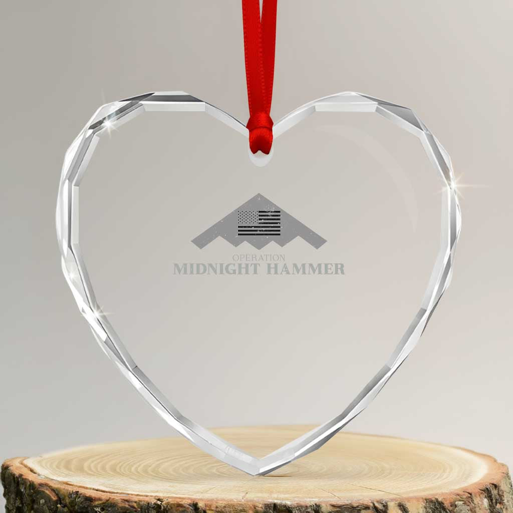 Operation Midnight Hammer Heart Crystal Glass Ornament Stealth Patriot - Wonder Print Shop
