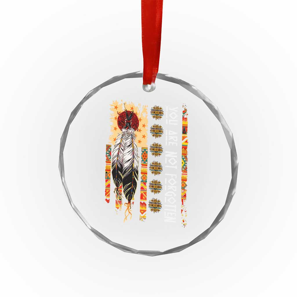 Orange Shirt Day Feather Flag Crystal Glass Ornament You Are Not Forgotten Indigenous Tribute - Wonder Print Shop