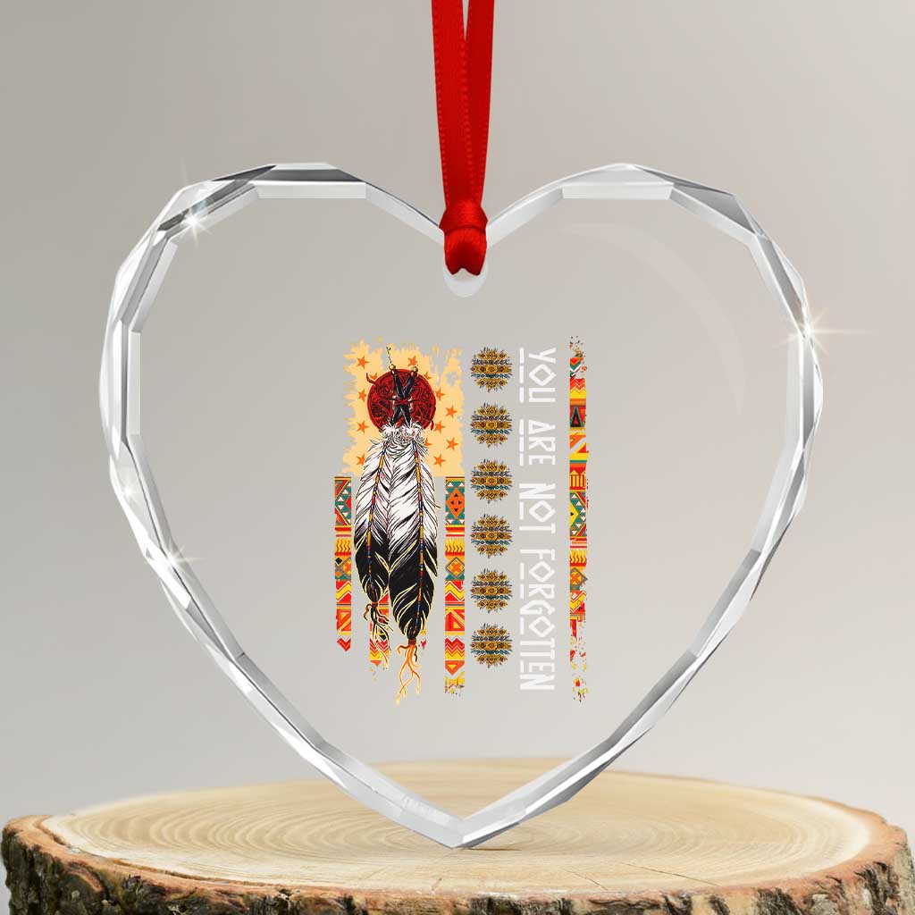 Orange Shirt Day Feather Flag Heart Crystal Glass Ornament You Are Not Forgotten Indigenous Tribute - Wonder Print Shop