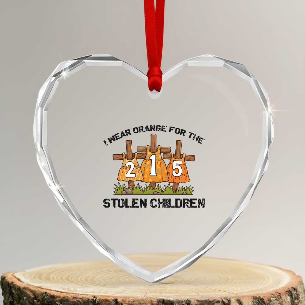 Orange Shirt Day Heart Crystal Glass Ornament I Wear Orange For The 215 Stolen Children - Wonder Print Shop