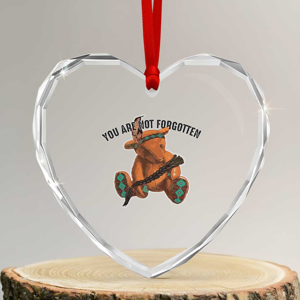 Orange Shirt Day Memorial Bear Heart Crystal Glass Ornament You Are Not Forgotten Stolen Children Tribute - Wonder Print Shop