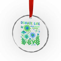 Organ Donation Awareness Crystal Glass Ornament Green Ribbon Donate Life Floral