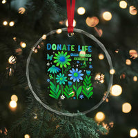 Organ Donation Awareness Crystal Glass Ornament Green Ribbon Donate Life Floral