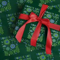 Organ Donation Awareness Wrapping Paper Roll Green Ribbon Donate Life Floral
