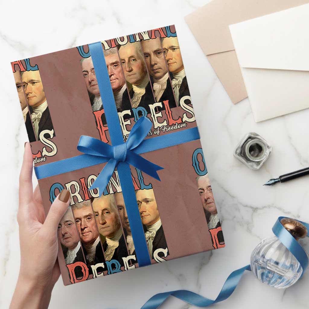 Original Rebels 250 Years of Freedom Wrapping Paper Roll Founding Fathers Patriotic 1776 to 2026 Semiquincentennial - Wonder Print Shop